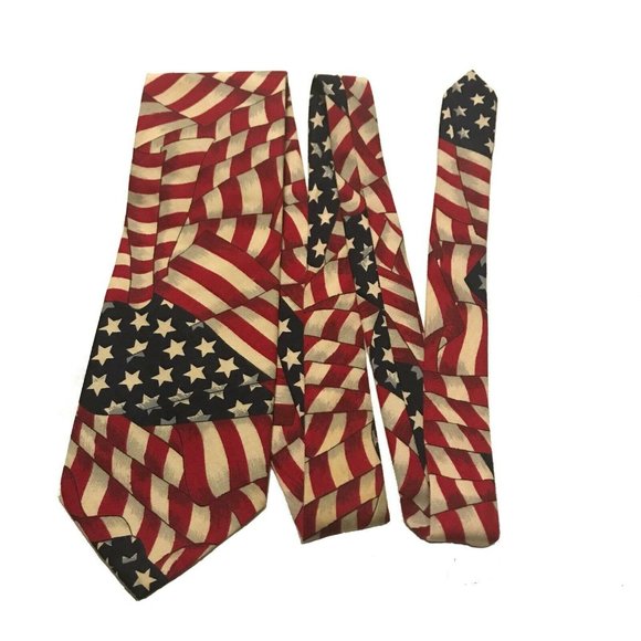 Necktie Stars and Stripes Corporate Casual Van Heusen Red White Blue 56" - Picture 2 of 5